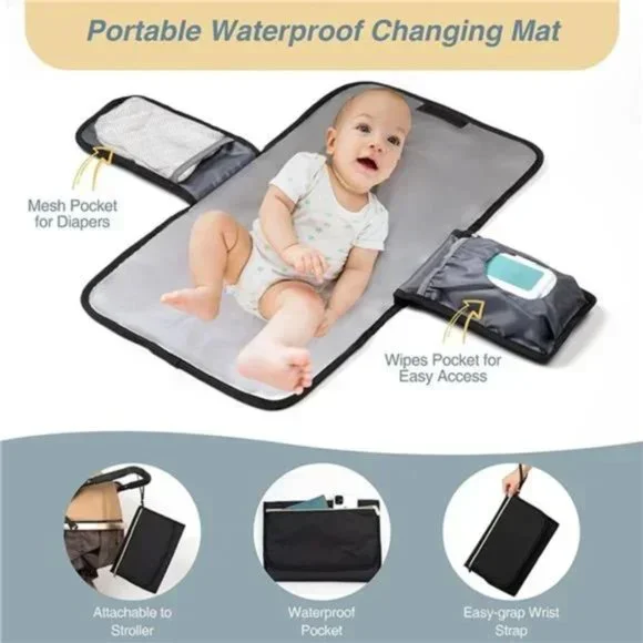 New Diaper Bag Backpack, Quilted Baby Bag with Changing Pad & Stroller Straps - Picture 5 of 7